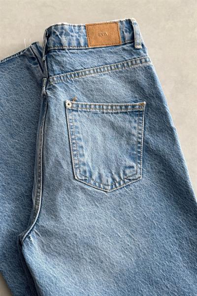 Marien Açık Mavi Wide Leg Kesik Paça Jean