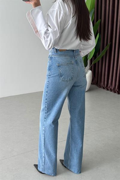 Marien Açık Mavi Wide Leg Kesik Paça Jean