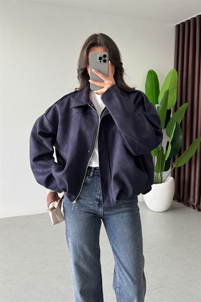 Metis Lacivert Nubuk Bomber Ceket