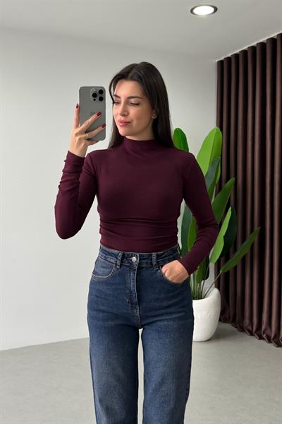 Minima Bordo Drapeli Uzun Kollu Body 