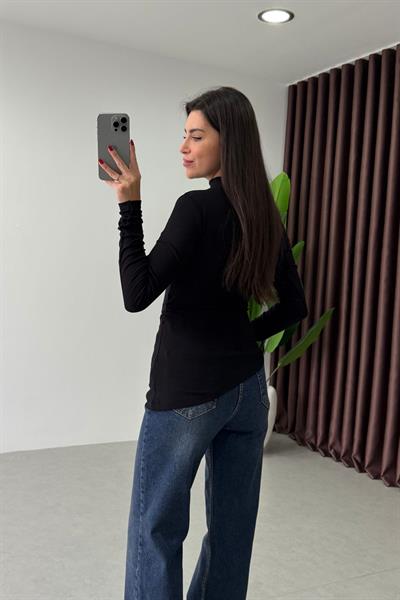 Minima Siyah Drapeli Uzun Kollu Body 