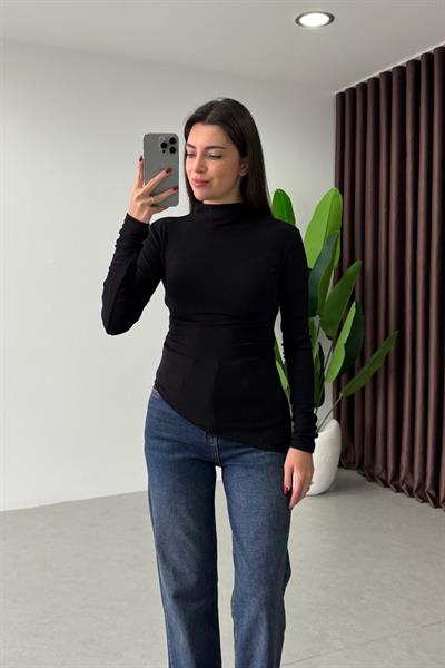 Minima Siyah Drapeli Uzun Kollu Body 