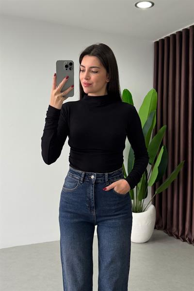 Minima Siyah Drapeli Uzun Kollu Body 