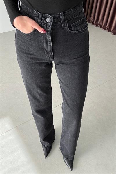 Monet Siyah Eskitmeli Straight Fit Jean