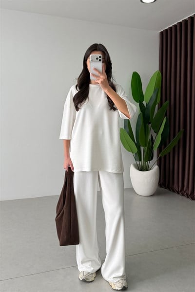 Mono Ekru Oversize Eşofman Takım