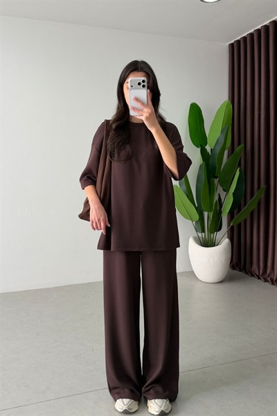 Mono Kahve Oversize Eşofman Takım