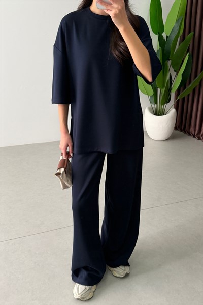 Mono Lacivert Oversize Eşofman Takım