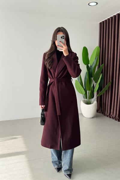 Morena Mürdüm Kuşaklı Kaşe Kaban