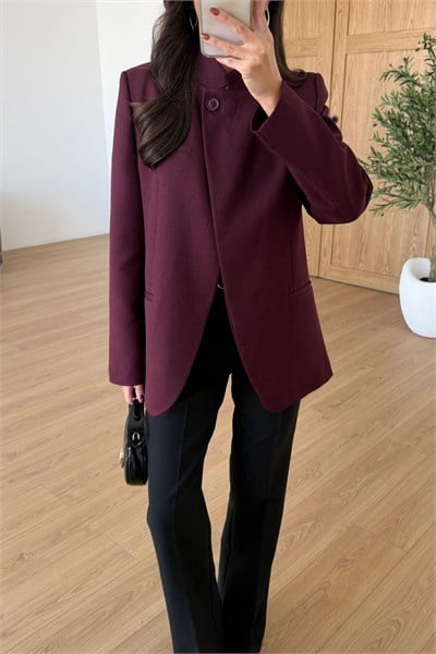 Moxy Bordo Dik Yaka Kruvaze Ceket