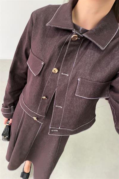 Netha Mürdüm Denim Elbise Ceket Takım