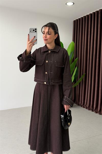 Netha Mürdüm Denim Elbise Ceket Takım