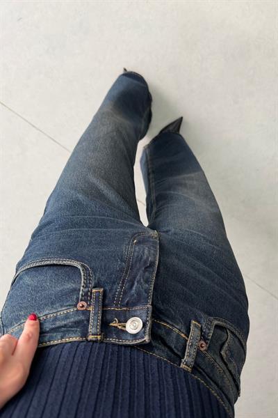 Noir Koyu Mavi Tintli Wide Leg Jean