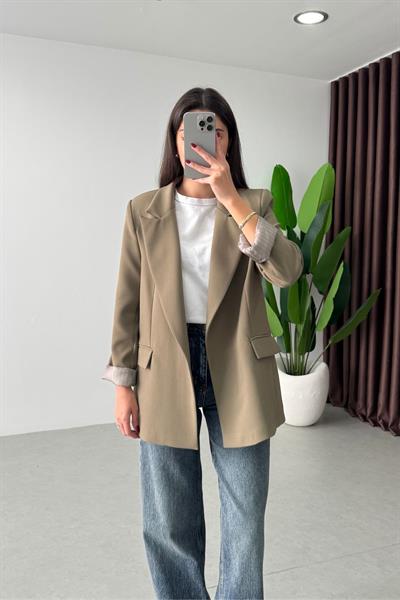 Nowan Haki Çizgili Astar Detay Blazer