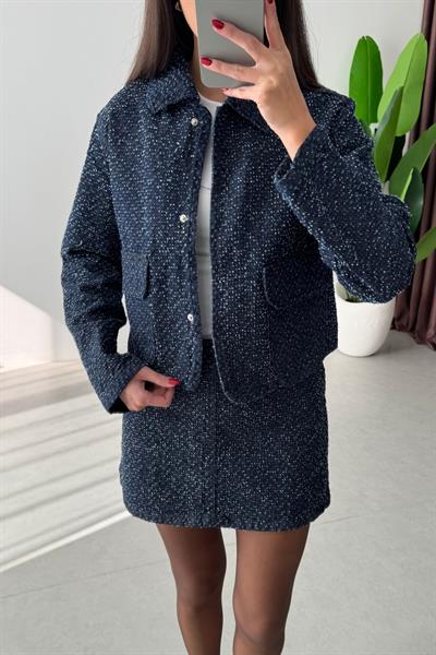 Orena Dokulu Denim Ceket Etek Takım