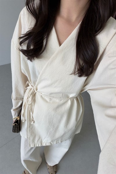 Osila Natural Keten Kimono Takım