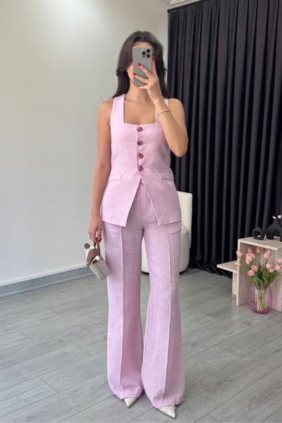 Pavi Pembe Yelek Pantolon Takım