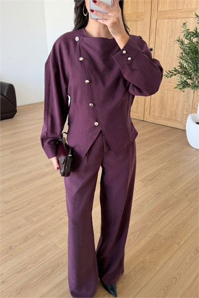 Petra Mürdüm Asimetrik Bluz Pantolon Takım