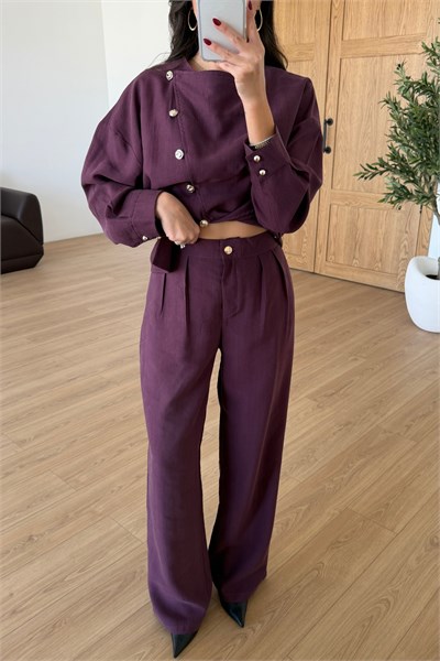 Petra Mürdüm Asimetrik Bluz Pantolon Takım