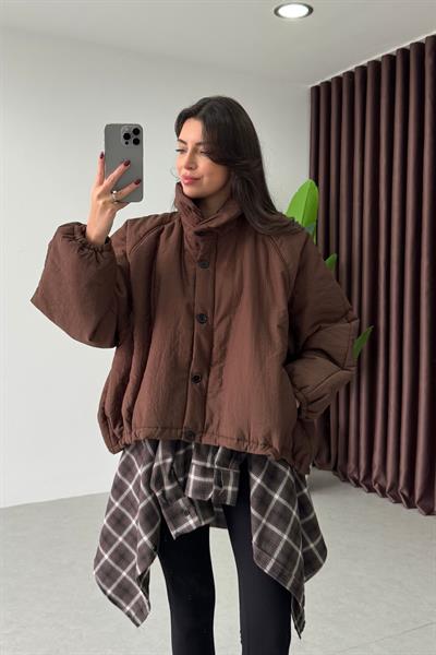 Podia Kahve Oversize Şişme Mont