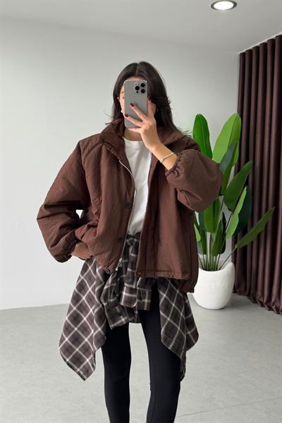 Podia Kahve Oversize Şişme Mont