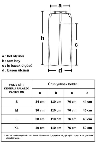Polie Taş Çift Kemerli Palazzo Pantolon