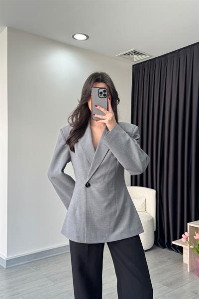 Belden Oturtmalı Antrasit Kruvaze Blazer Ceket
