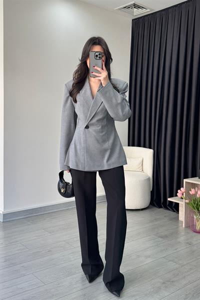 Belden Oturtmalı Antrasit Kruvaze Blazer Ceket