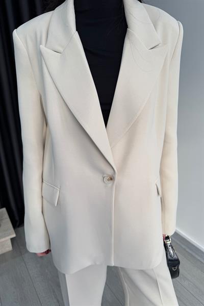 Premium Krep Kumaş Taş Blazer Ceket