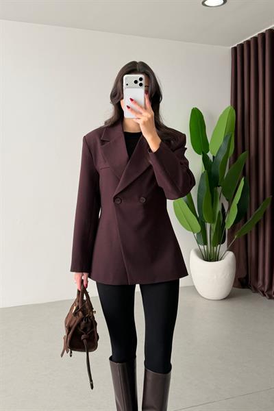 Range Mürdüm Kruvaze Belden Oturtmalı Blazer