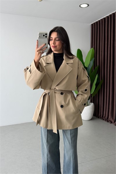 Reena Camel Apoletli Ara Boy Trençkot