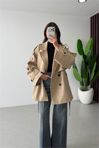 Reena Camel Apoletli Ara Boy Trençkot