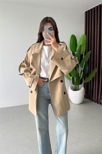 Reena Camel Premium Midi Boy Trençkot