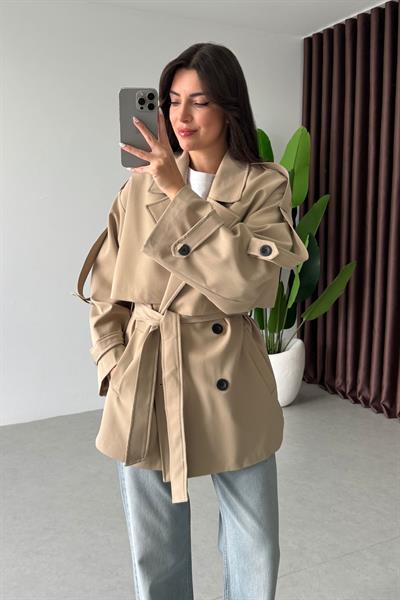 Reena Camel Premium Midi Boy Trençkot