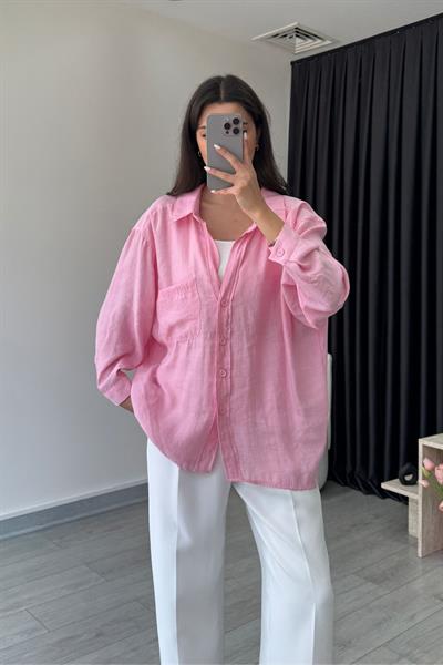 Roly Pembe Tensel Gömlek