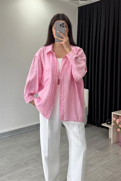Roly Pembe Tensel Gömlek