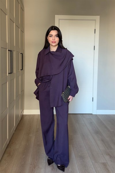 Rote Mürdüm Şal Detay Modal Takım