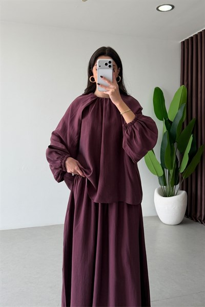 Royo Mürdüm Tasarım Bluz Etek Takım