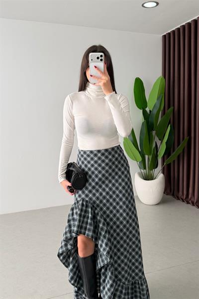 Sable Ekru Transparan Balıkçı Yaka Body