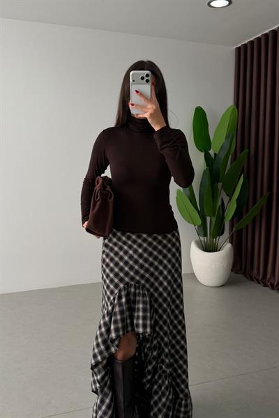 Sable Kahve Transparan Balıkçı Yaka Body