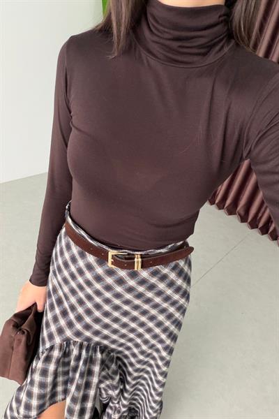 Sable Kahve Transparan Balıkçı Yaka Body