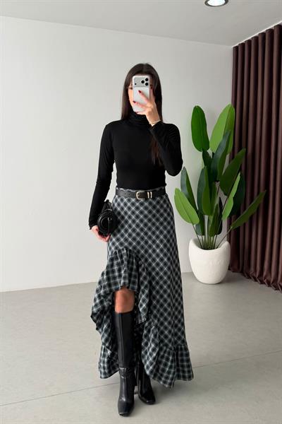 Sable Siyah Transparan Balıkçı Yaka Body