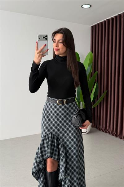 Sable Siyah Transparan Balıkçı Yaka Body