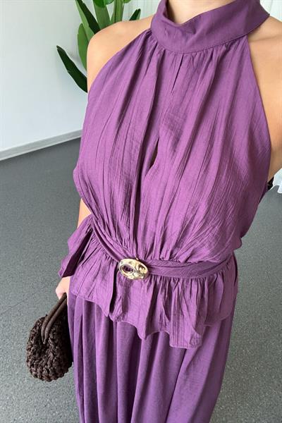 Sandra Mor Toka Detay Bluz Etek Takım