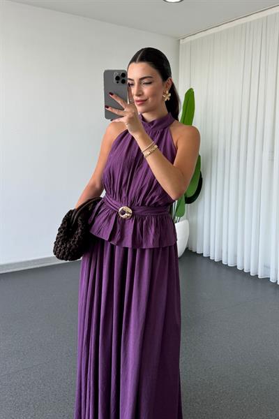 Sandra Mor Toka Detay Bluz Etek Takım