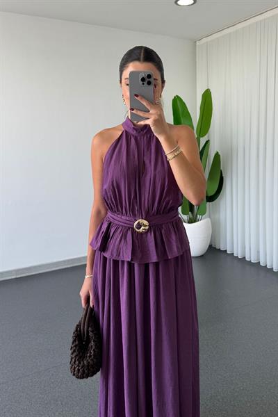 Sandra Mor Toka Detay Bluz Etek Takım