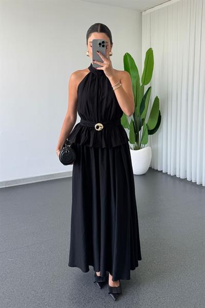 Sandra Siyah Toka Detay Bluz Etek Takım