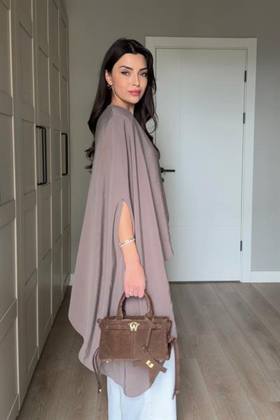 Sia Vizon Vatkalı Asimetrik Kesim Modal Bluz