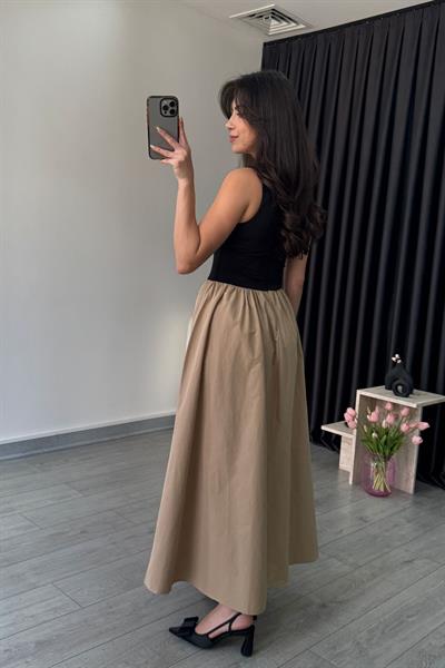 Sıfır Kol Taba Siyah Elbise