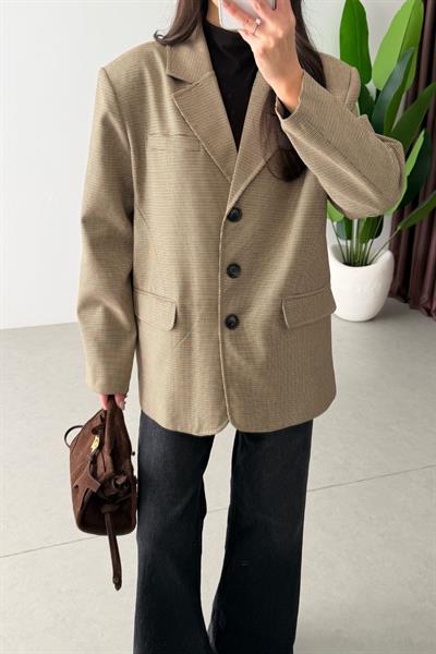 Sion Kemerli Ekose Blazer Ceket