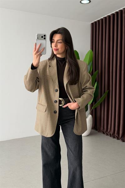Sion Kemerli Ekose Blazer Ceket
